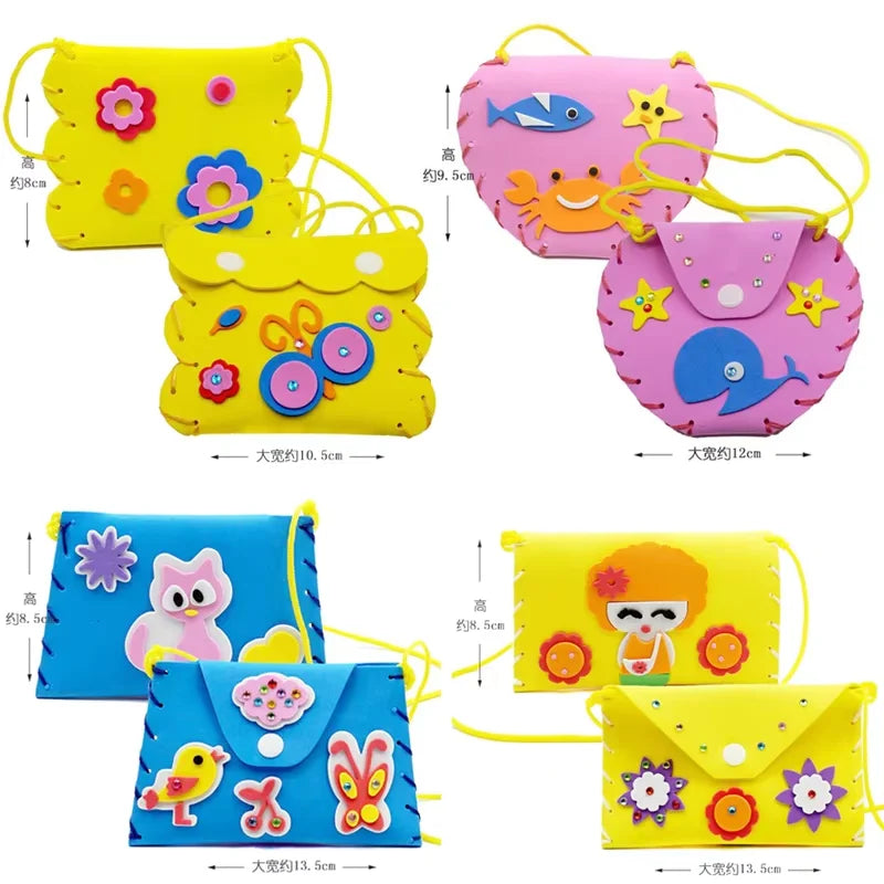 Kids Sewing Craft Kit DIY Cartoon Wallet Handmade EVA Kit Educational Toys Birthday Gift for Girls Beginners