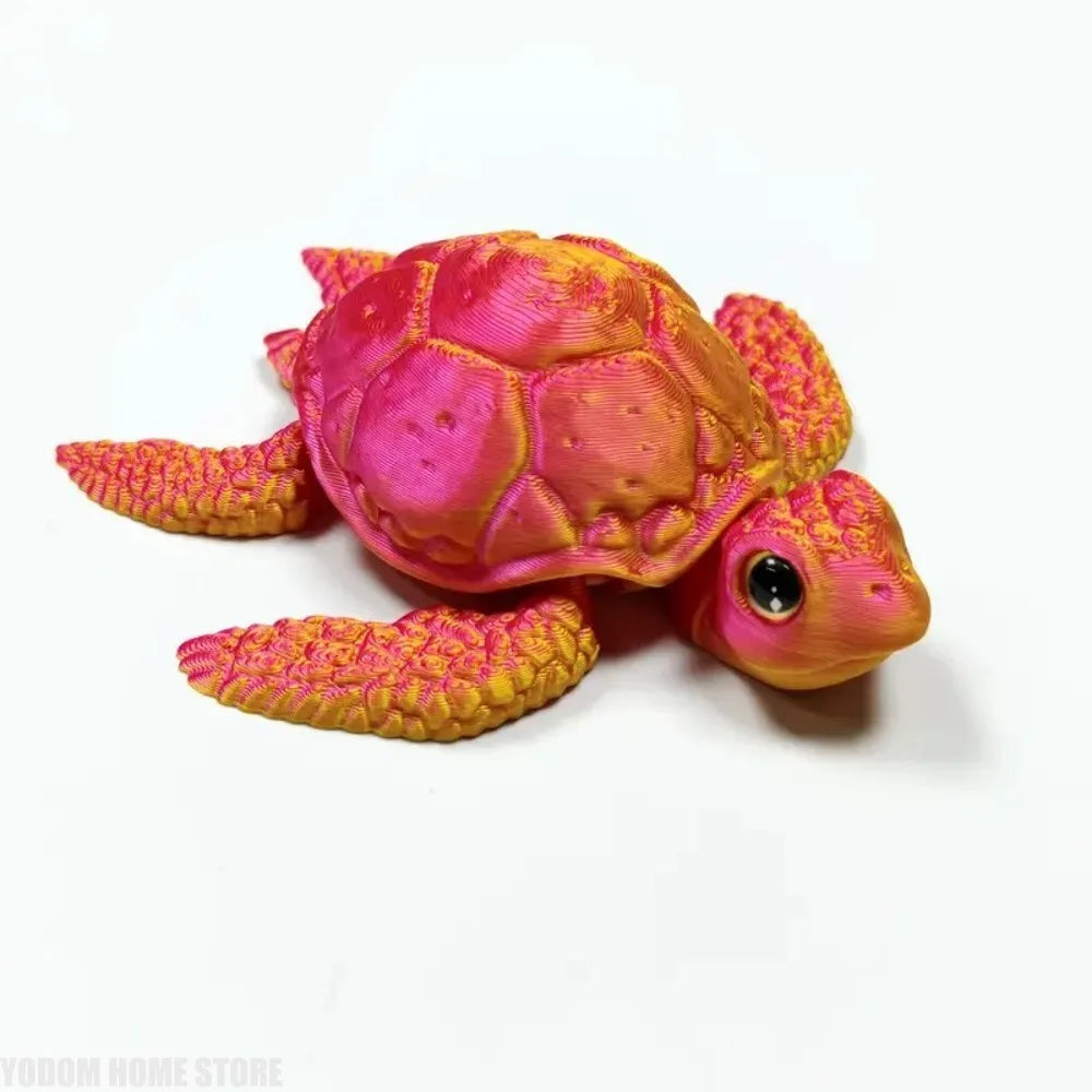 Creative Kids 3D Printed Turtle Figurine Movable Joints Desktop Decor for Christmas Birthday Gifts Decoration Crafts Figurines