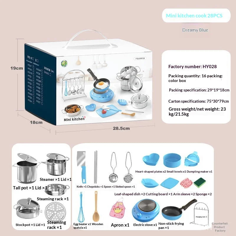 Wholesale Mini Electric Cooktop Kids Real Cooking Pretend Play Kitchen Toy Full Set With US UK EU Plug For Girls Role Play Game