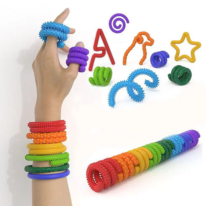 8PCS Sensory Sticks Fidget Toys for Kids And Adults Silicone Bendable Textured Flexible Autism ADHD Quiet Calm Down