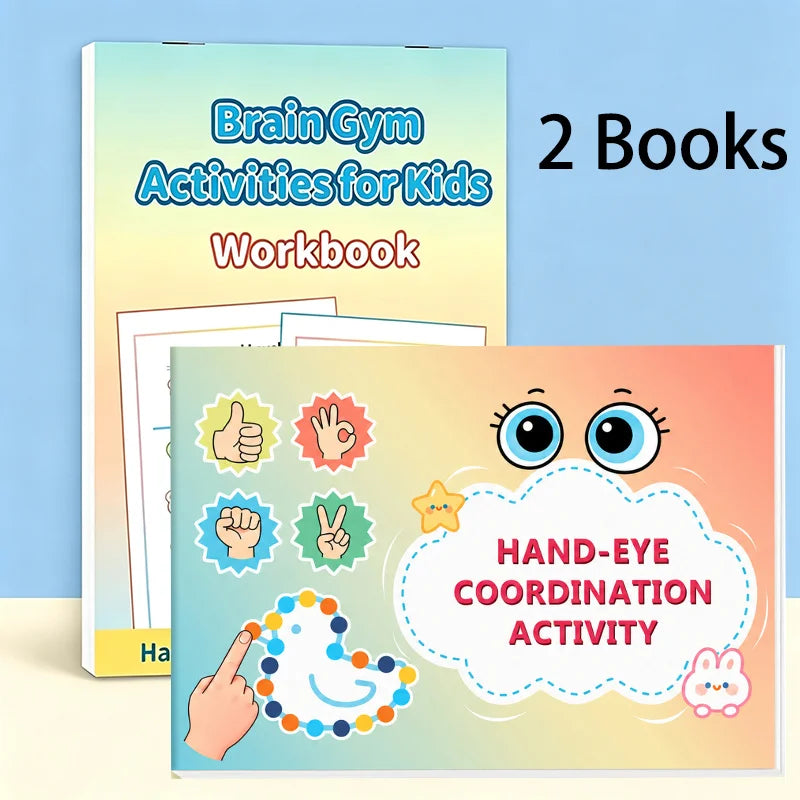 2 Books Brain Gym Workbook Set for Kids: Memory, Focus, Thinking Games, Attention Development, Hand-Eye Coordination Exercises