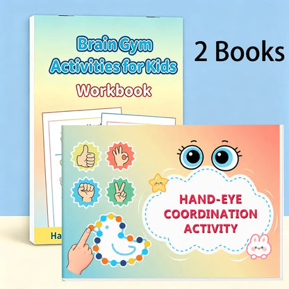 2 Books Brain Gym Workbook Set for Kids: Memory, Focus, Thinking Games, Attention Development, Hand-Eye Coordination Exercises