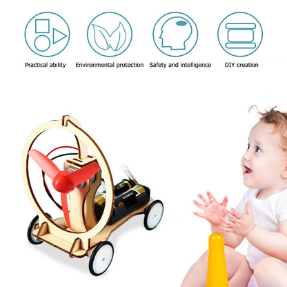 DIY Electric Wind Car Toys Kids Students Physical Science Experiments Learn Kit Interest Training Intelligence Development