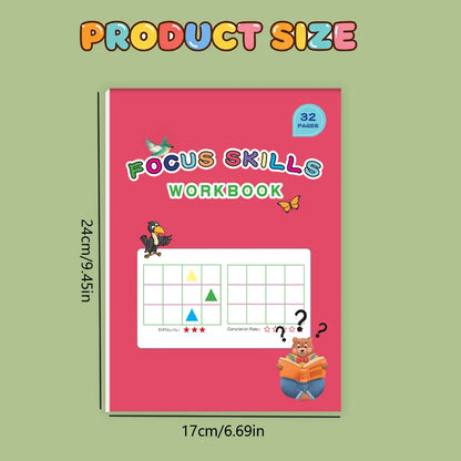 Focus Skills Workbook for Kids,32 Pages Visual Attention Exercises,Preschool Early Learning Material to Boost Concentration