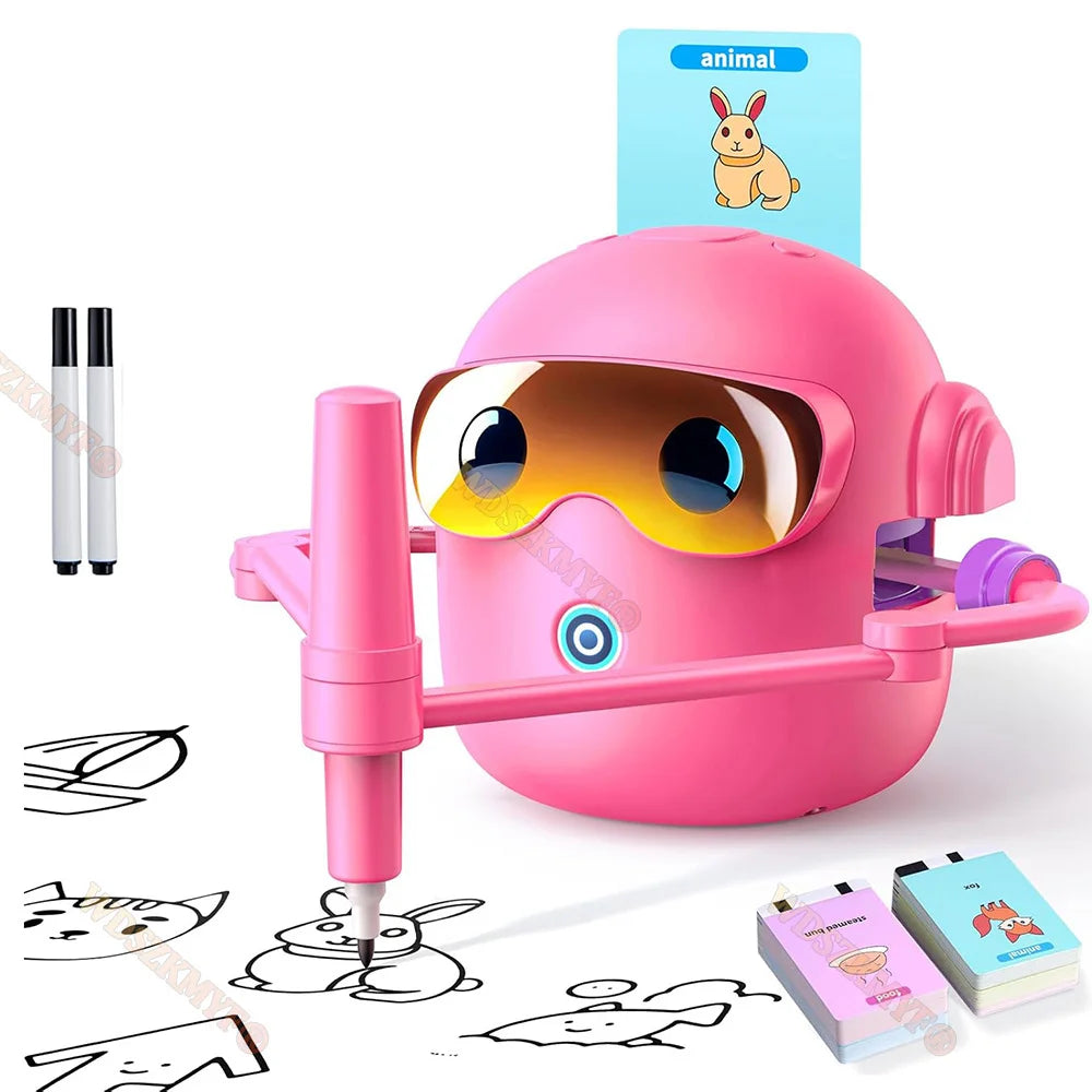 New Kids Drawing Robot Interactive Educational Auto Drawing Robot with 100 Cards for Boys Girls Preschool Learning