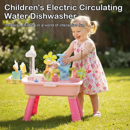 Kids Electric Circulating Water Sink Toys, Pretend Play Kitchen Dishwasher, Role Play  Kitchen Water Basin Educational Toy