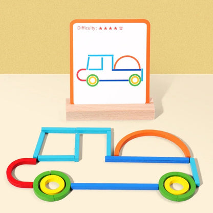 Kids Montessori Wooden Creative Sticks And Rings Puzzle Toys Cultivate Children's  Logical Thinking Practical Ability Toys Gift