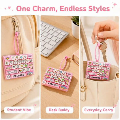 Creative 26 Keys Keyboard Fidget Keychain Cartoon 26 Keys Fidget Keyboard Anti Stress Keyboard Shaped Keyboard Keychain