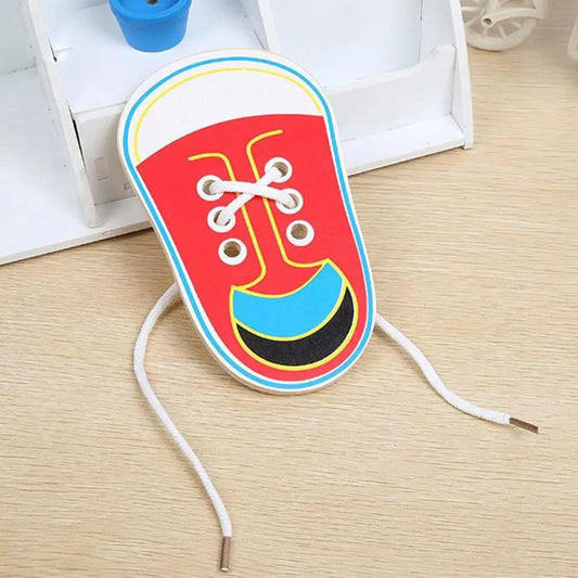 Practice Montessori Learning  Wooden Shoe Lace Educational Toys Tie Shoelaces Toys