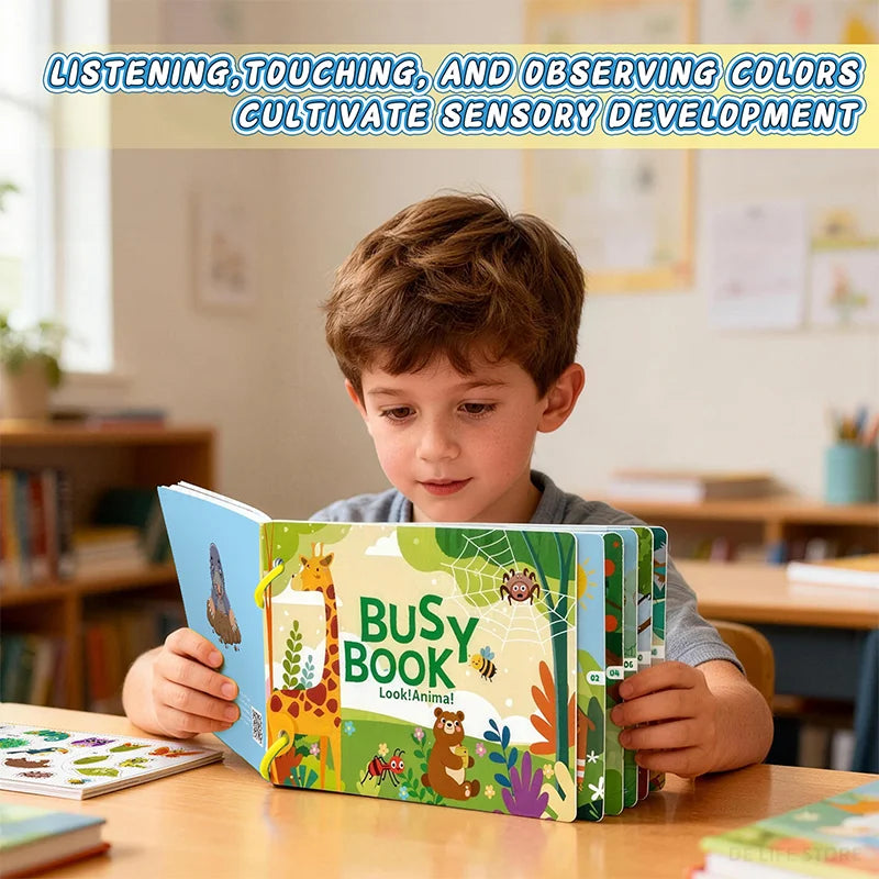 Busy Book for Kids Toddlers Ages 3-6 Montessori Quiet Book Preschool Learning Activity Books Reusable Sticker & Velcro Matching