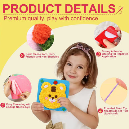 First Sewing Kit for Beginner Kids Arts Crafts DIY Embroidery Projects Animal Dolls Set Gift for Girls Boys Learn to Sew Felt Cr