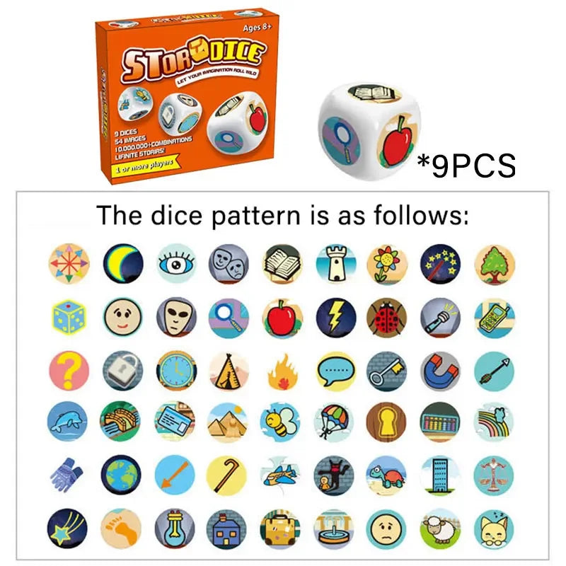 Story Dice Toys for Kids Logical Thinking Training Fun Creative Imaginative Storytelling Party Games Fun Family Interactive Game