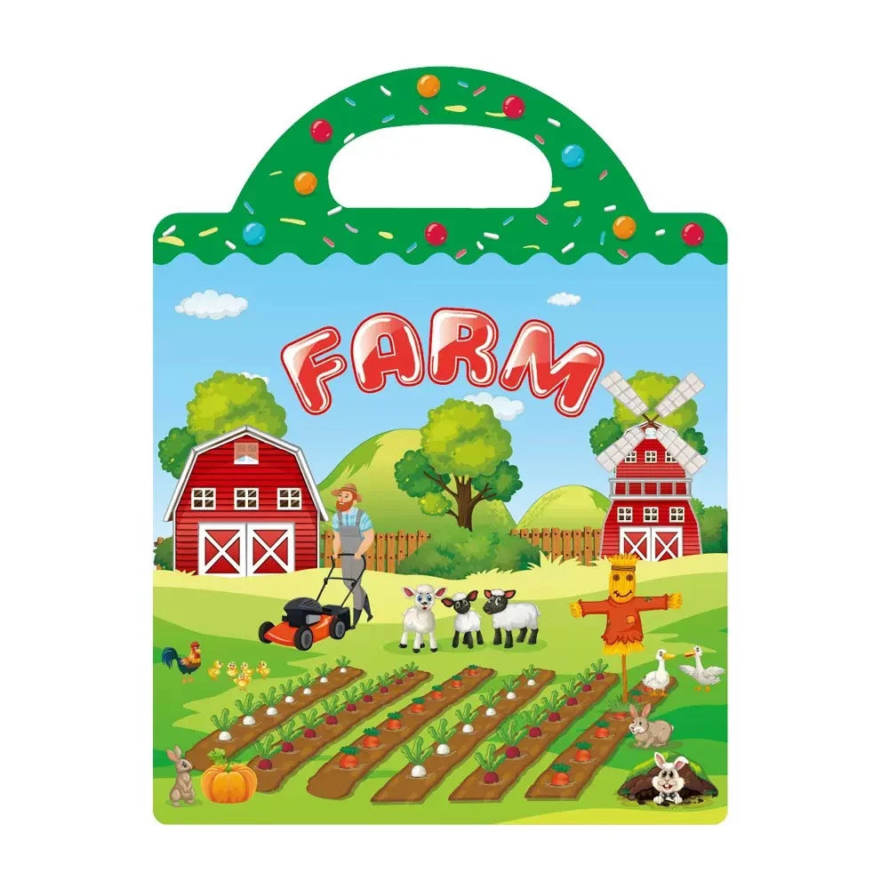 Hot New Children Scene Stickers DIY Hand-on Puzzle Sticker Books Reusable Cartoon Animal Learning Cognition Toys for Kids Gift