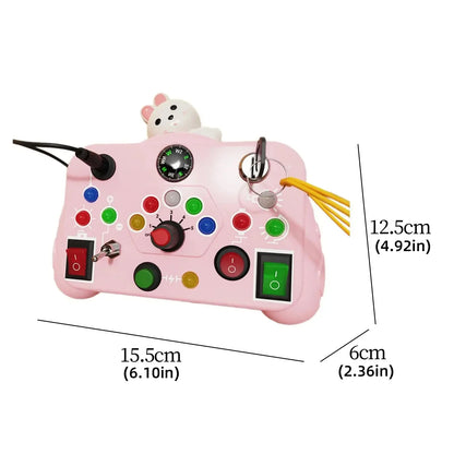 Montessori Busy Board Sensory Toys LED Light Switch Control Board Portable Electric Puzzle Early Educational Puzzle Toy for Kids