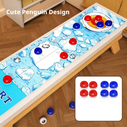 Cartoon Pattern Board Games For Kids: Tabletop Curling Game With 8-16 Rollers & Shuffleboard Pucks, Family Fun Interaction Toys