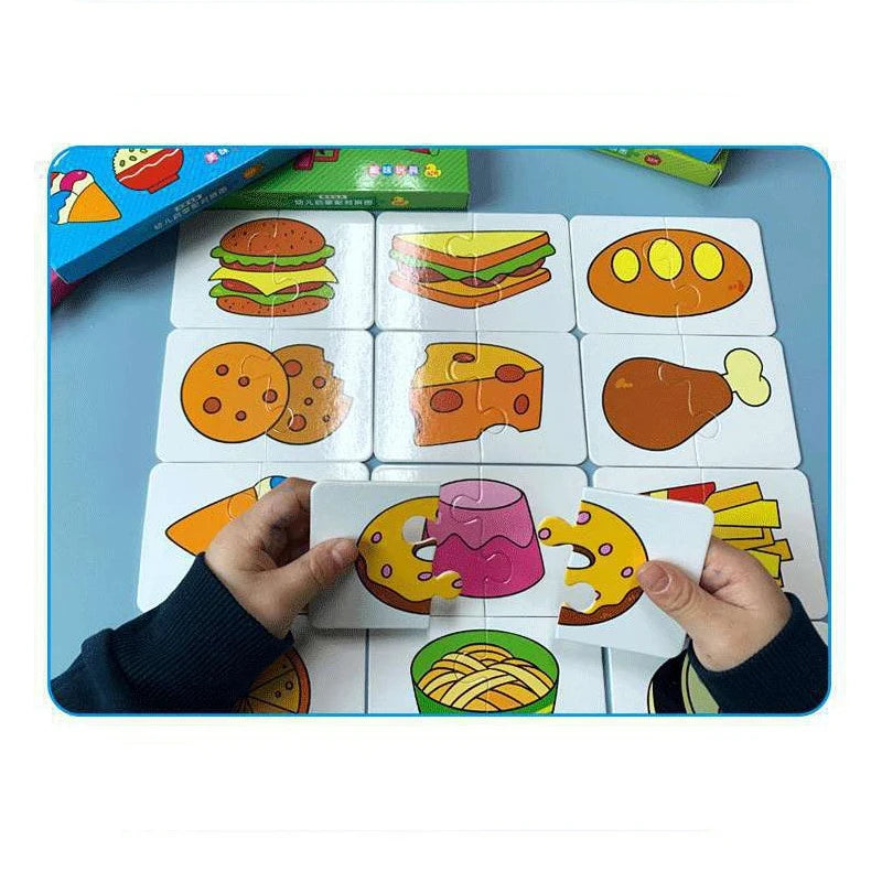 Matching Card Game for Kids Developing Puzzle Baby Cognitive Fruit Animal Learning Montessori Early Educational Puzzle Toy