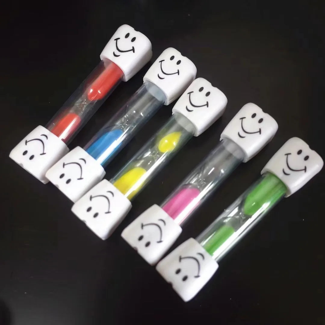 Creative Kids 3-Minute Toothbrush Timer Hourglass with Cartoon Smiling Face Anti-Fall Educational Fun Plastic Student Gift