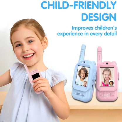 Video Walkie Talkies for Kids 2 Pack Rechargeable Intercom Walkie-talkie Cute 2 Inch Screen One-Click Call Child Video Intercom