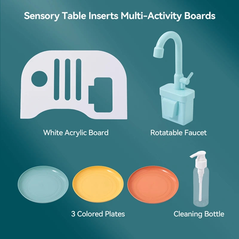 BPA-Free Wooden Activity Table Accessories Sensory Fine Motor Skills Training Family Role-Playing Toys Early Learning Toys Gifts