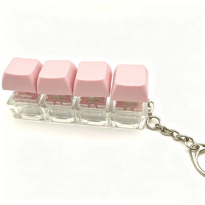 Creative 4 Keys Finger Keyboard Keychain DIY Button Keycap Clicker Fidget Toy Adult Stress Relief Decompression Toy