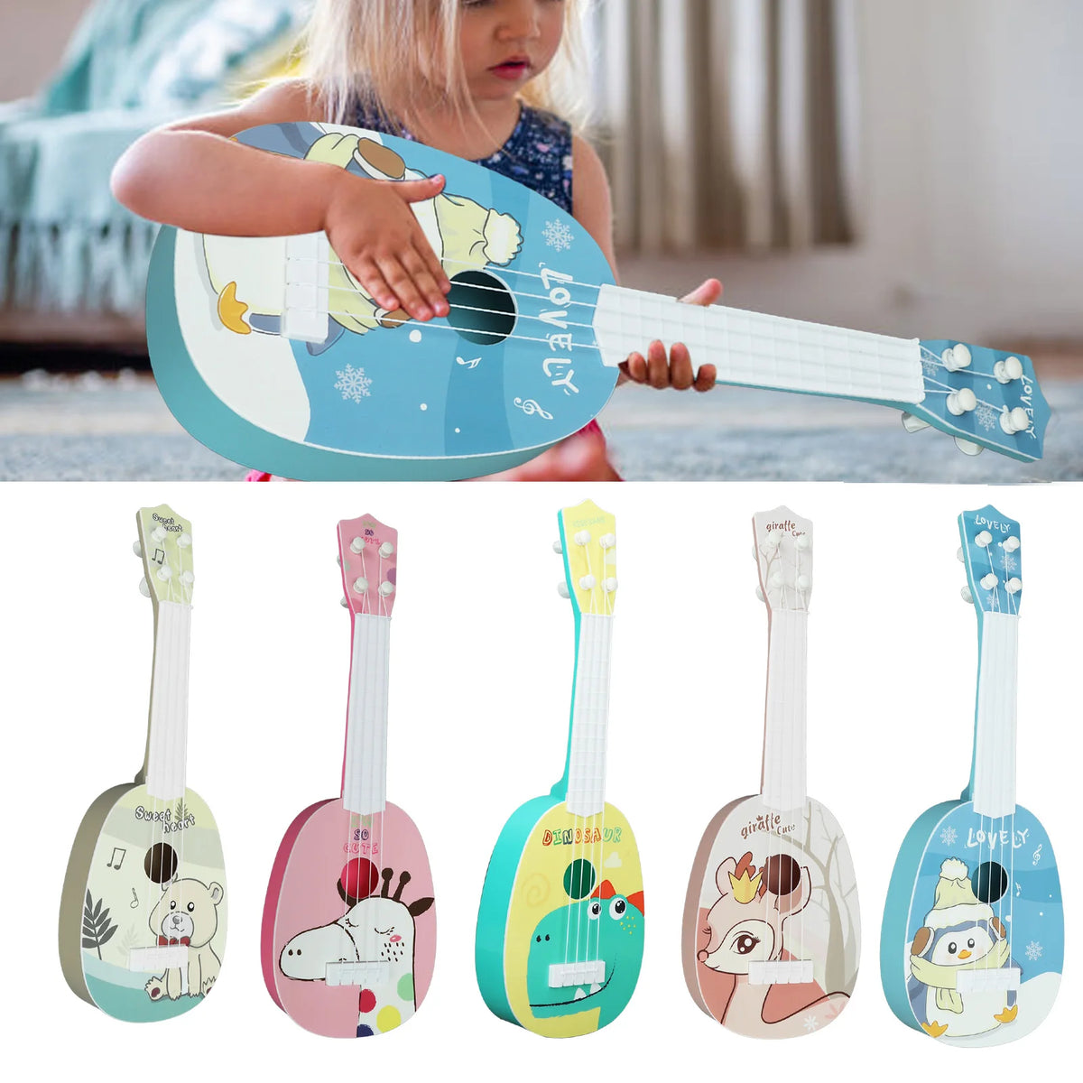 Guitar Musical Kids Ukulele Guitar Toys Enlightenment Musical Instrument Early Education for Children Gift