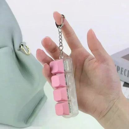 Creative 4 Keys Finger Keyboard Keychain DIY Button Keycap Clicker Fidget Toy Adult Stress Relief Decompression Toy