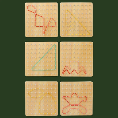 Wooden Geoboard Mathematical Learning Toy With Elastic Rubber Bands For Kids Toddler Early Learning And Creative Play F19E