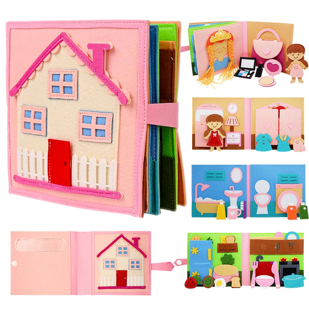 Montessori Felt Busy Book Toddlers Quiet Book Preschool Daily  Learning Activities Educational Travel Toys for Kids Age 2+ Years
