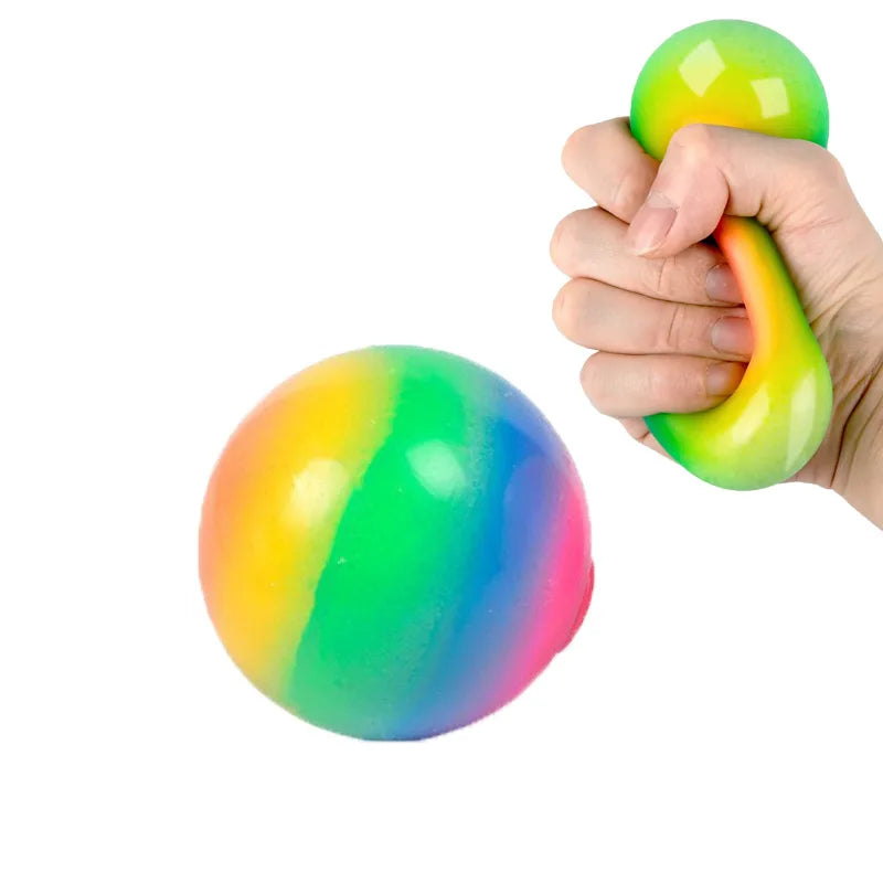 Creative Gradient Rainbow Flour Stress Relief Ball Toys Squeeze Slow Rebound Prank Ball for Kids Finger Training Toy Ball Gifts