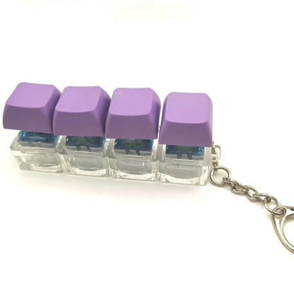 Creative 4 Keys Finger Keyboard Keychain DIY Button Keycap Clicker Fidget Toy Adult Stress Relief Decompression Toy