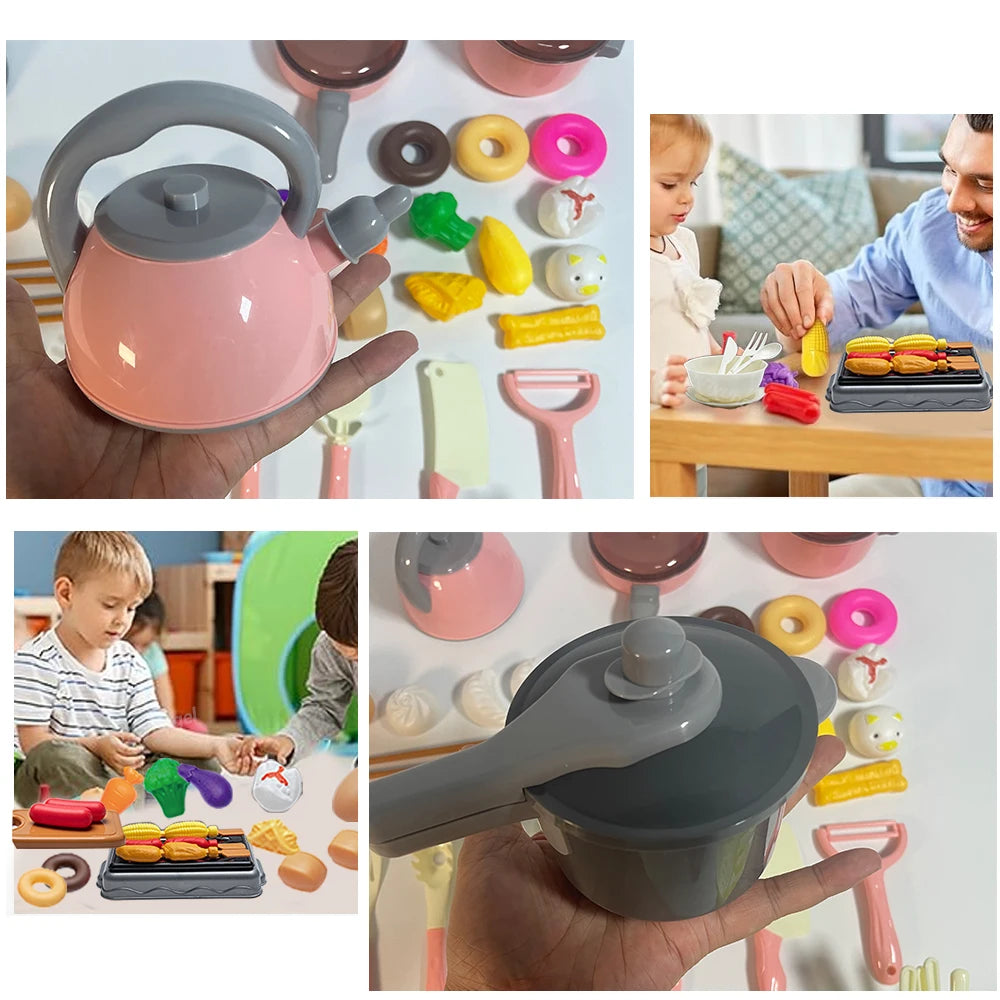 Kids Kitchen Toys Set 92/69/59 PCS Play Kitchen Accessories Kit with Play Pots Pretend Food Cooking Toy Toddler Girls Boy Gift