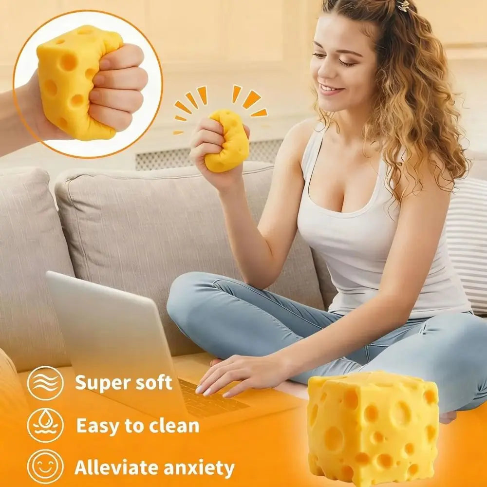 Creative 5cm Cheese Squeezed Toy Super Soft Moldable Cheese Squishy Toy Hand Relax Kneading TPR Fidget Toy Children's Gifts