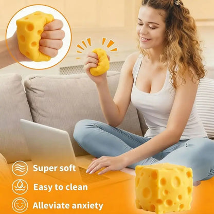Creative 5cm Cheese Squeezed Toy Super Soft Moldable Cheese Squishy Toy Hand Relax Kneading TPR Fidget Toy Children's Gifts