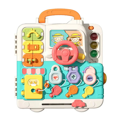 Baby Sensory Busy Board Montessori Toys Music Lights Switch Multifunction Travel Play Early Educational Activities Toy for Kids