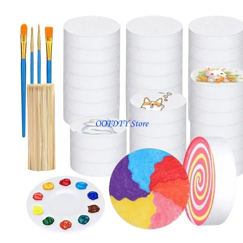 367A Educational Fun DIY Children Kids Art Painting Set Plastic Discs Craft Set to Develop Creativity and Fine Motor Skills