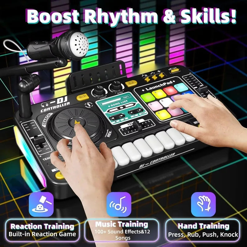 DJ Mixing Toys for Children Multi-functional Bluetooth DJ Keyboards Turntable Controller Kids Musical Instrument Educational Toy