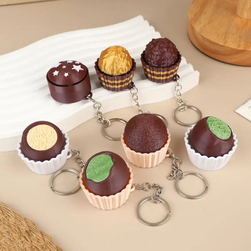 Fidget Toy Simulated Chocolate Keyboard Keychain Push Bubble Clicker Stress Relief Sensory Play for Kids and Adults