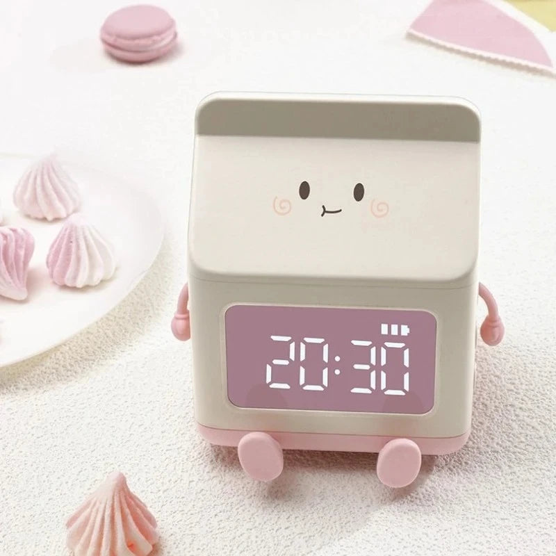 Creative Milk Box Digital Alarm Clock For Kids Digital Display Time/date for Bedroom Cute Digital Desktop Clock Home Decoration