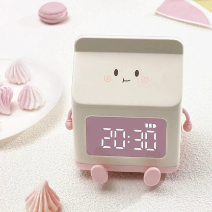 Creative Milk Box Digital Alarm Clock For Kids Digital Display Time/date for Bedroom Cute Digital Desktop Clock Home Decoration