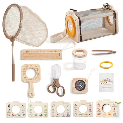 Kid Outdoor Explorer Kit Insect Leaf Cognitive Exploration Toy Montessori Toy Kid Wooden Wilderness Adventure Game Set Baby Gift