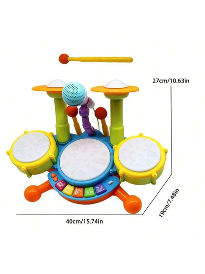 Educational Kids Drum Set for Toddlers 1-3 Years Old Musical Baby Toy with Microphone Girls And Boys Learning Instrument Gift