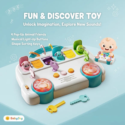 Montessori Early Education Toy, Key Matching Pop-Up Animal Bus, Sensory Development Educational Interactive Game