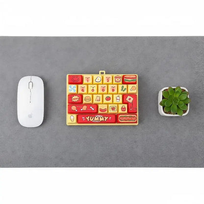 Creative Food Themed Keyboard Keychain 26 Buttons Decompression Toy Funny Stress Relief Fidget for Kids Rewards