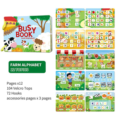 Busy Book for Kids Toddlers Ages 3-6 Montessori Quiet Book Preschool Learning Activity Books Reusable Sticker & Velcro Matching