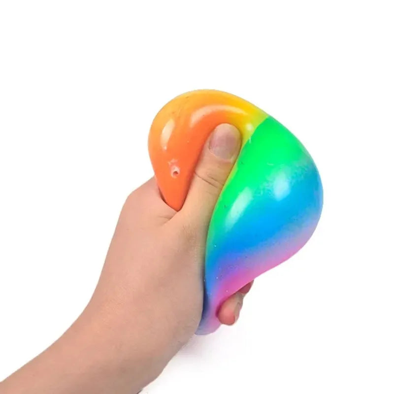 Creative Gradient Rainbow Flour Stress Relief Ball Toys Squeeze Slow Rebound Prank Ball for Kids Finger Training Toy Ball Gifts