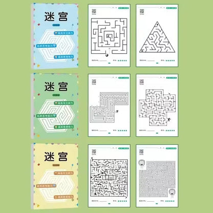 64-Pages Kids Maze Activity Book Concentration Brain Training Workbook Early Educational Intelligence Puzzle Book for Toddlers
