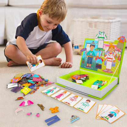 Kids Intelligent 3D Jigsaw Toys Magnetic Puzzle Book Brain Training Games Montessori Educational Toys for Xmas Toys Kids Gifts