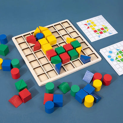 Wooden Creative Blocks Puzzle Children Montessori Color Shape Matching Early Education Educational Toys Kids Intelligence Game