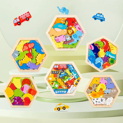 Kids Toy Wooden Jigsaw Puzzle Creative 3D Puzzle for Children's Intelligence Development Early Educational Toys for Children