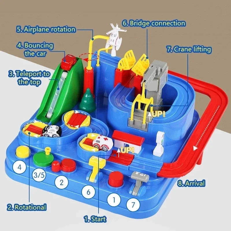 Hot Kids Educational Car Toys for Boys Track Adventure Brain Table Games Rail Cars Mechanical Parking Lots Children Xmas Gifts